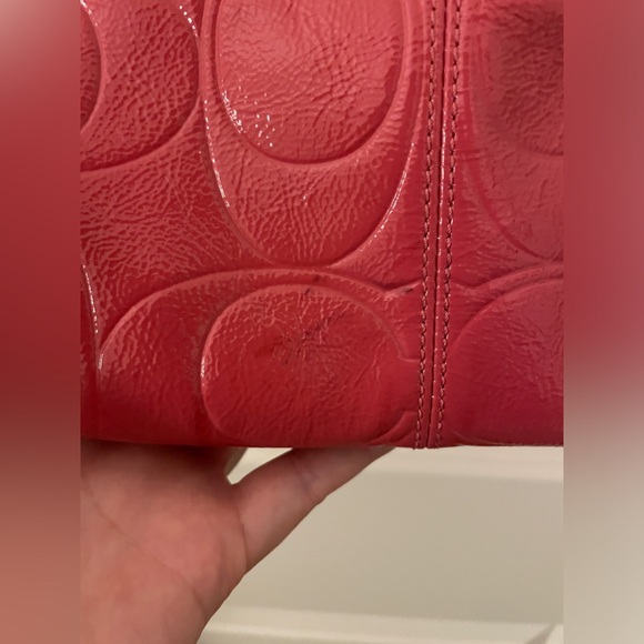 Coach Gallery Embossed Patent Leather Rose Pink Shoulder Bag Tote Purse - Picture 4 of 15